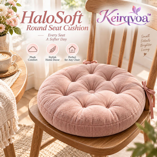 Keirqvoa™ HaloSoft Round Seat Cushion – 16" Tufted Chair Pad, Soft Decorative Dining & Vanity Chair Cushion