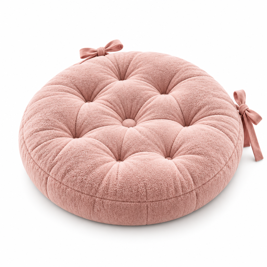 Keirqvoa™ HaloSoft Round Seat Cushion – 16" Tufted Chair Pad, Soft Decorative Dining & Vanity Chair Cushion