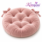 Keirqvoa™ HaloSoft Round Seat Cushion – 16" Tufted Chair Pad, Soft Decorative Dining & Vanity Chair Cushion