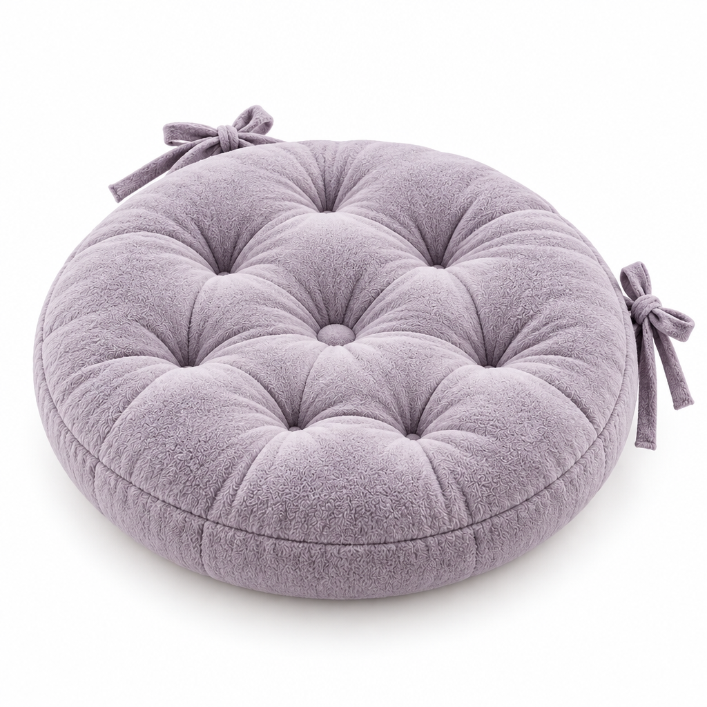 Keirqvoa™ HaloSoft Round Seat Cushion – 16" Tufted Chair Pad, Soft Decorative Dining & Vanity Chair Cushion