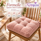 Keirqvoa™ Formelle Square Seat Cushion – 17" x 17" Tufted Chair Pad, Soft Everyday Dining & Desk Cushion