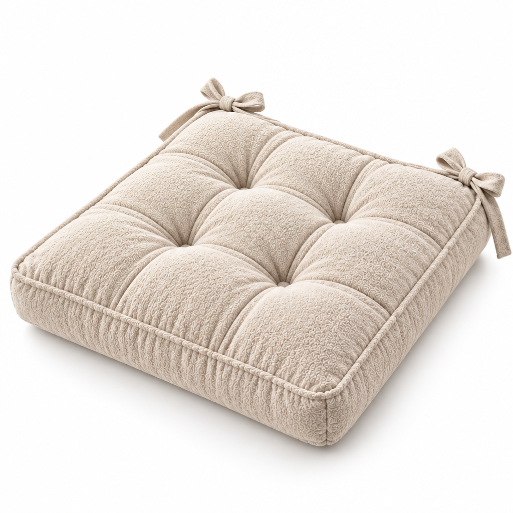 Keirqvoa™ Formelle Square Seat Cushion – 17" x 17" Tufted Chair Pad, Soft Everyday Dining & Desk Cushion