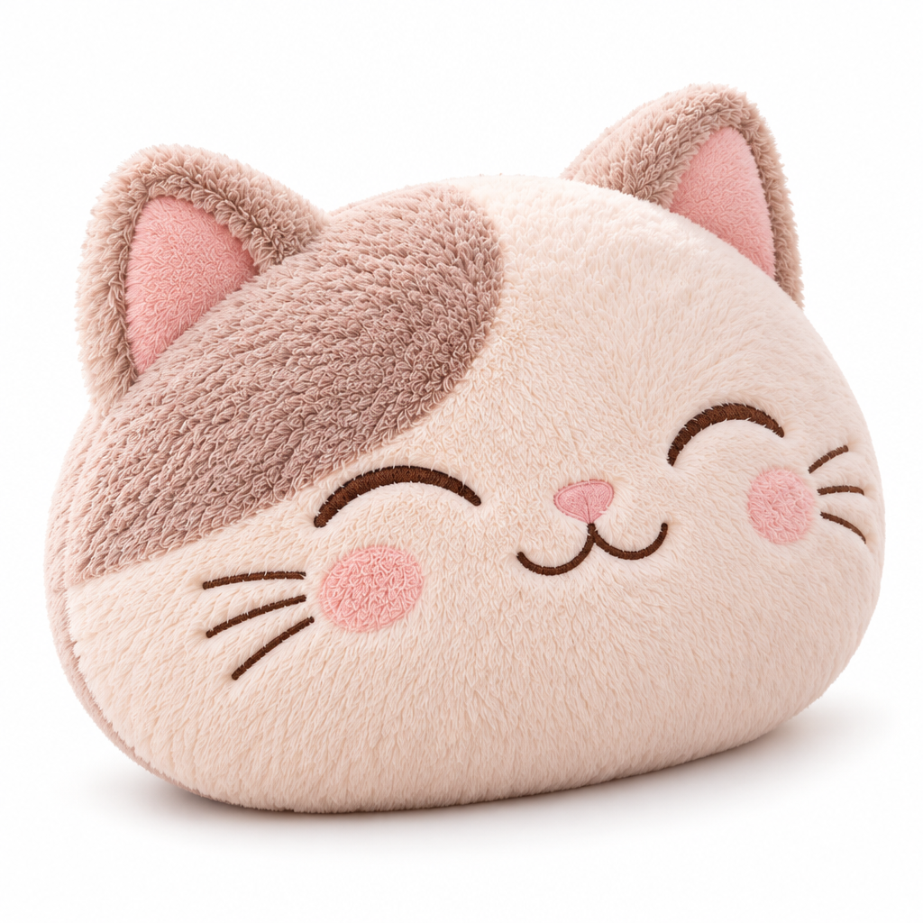 Keirqvoa™ MellowCat Cat-Shaped Cushion – 20" Plush Cat Head Decorative Pillow, Soft Character Accent for Sofa, Bed & Lounge Space