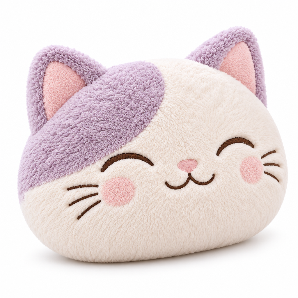 Keirqvoa™ MellowCat Cat-Shaped Cushion – 20" Plush Cat Head Decorative Pillow, Soft Character Accent for Sofa, Bed & Lounge Space