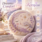 Keirqvoa™ Lunelle Moon Round Throw Pillow – 18" Celestial Decorative Cushion, Soft Plush Accent Pillow for Sofa, Bedroom & Reading Nook