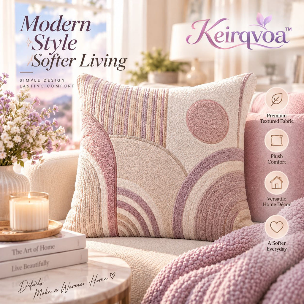 Keirqvoa™ Linea Modern Square Throw Pillow – 18" x 18" Minimal Geometric Decorative Cushion, Contemporary Sofa & Bed Accent Pillow