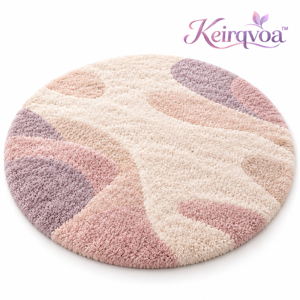 Keirqvoa™ Cloudelle Plush Round Area Rug – Soft Low-Pile Circle Rug for Bedroom, Living Room & Reading Nook
