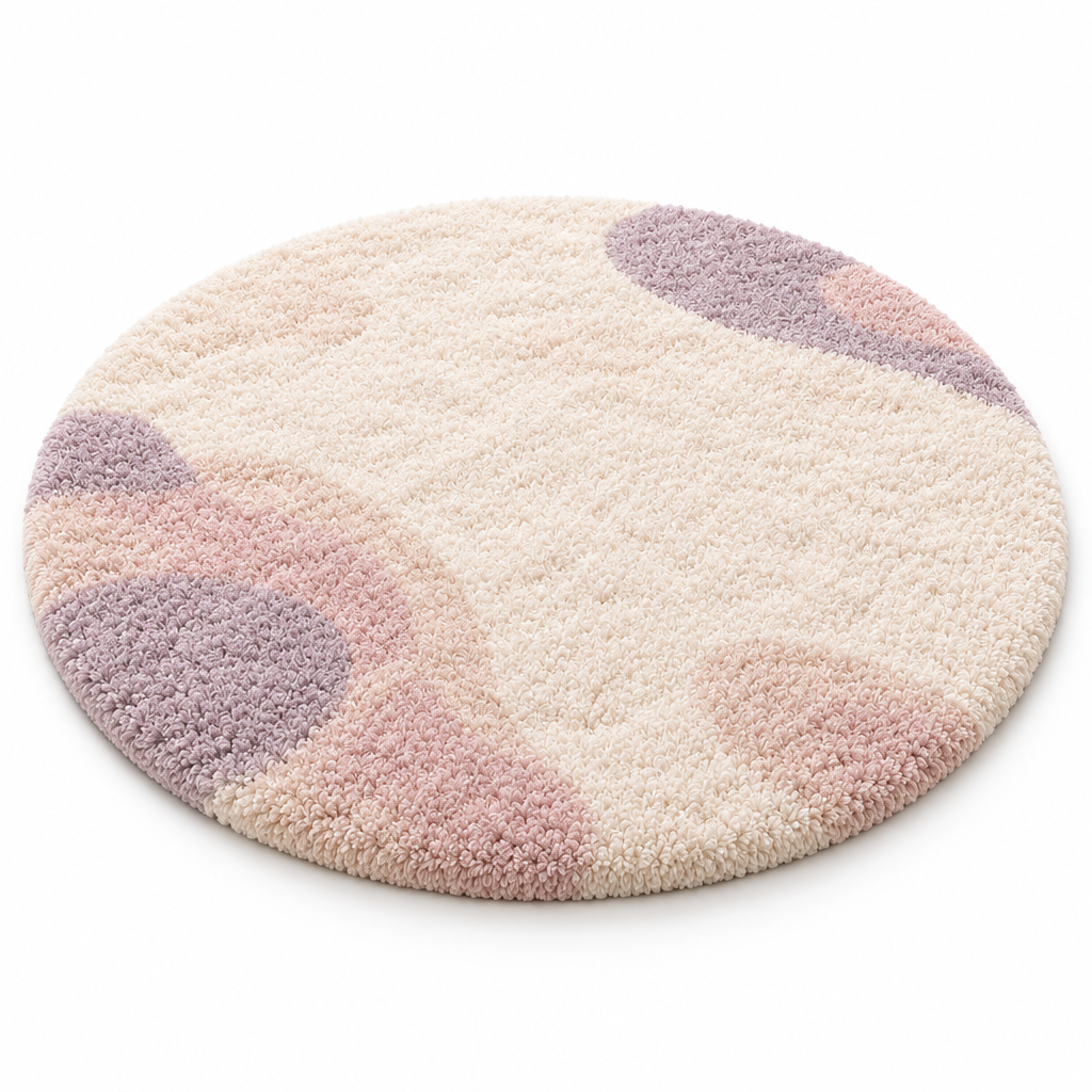 Keirqvoa™ Cloudelle Plush Round Area Rug – Soft Low-Pile Circle Rug for Bedroom, Living Room & Reading Nook