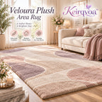 Keirqvoa™ Veloura Plush Rectangle Area Rug – Soft Modern Bedroom & Living Room Rug, Low-Pile Contemporary Floor Carpet