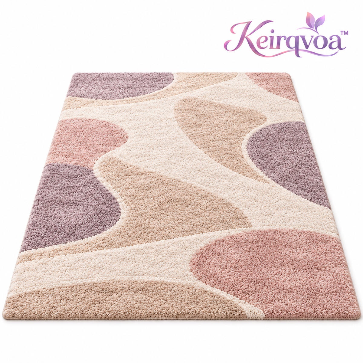 Keirqvoa™ Veloura Plush Rectangle Area Rug – Soft Modern Bedroom & Living Room Rug, Low-Pile Contemporary Floor Carpet