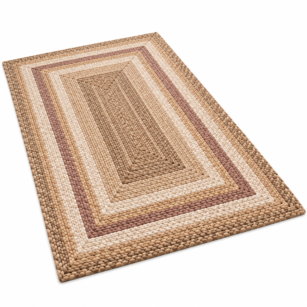 Keirqvoa™ Hearthline Braided Rectangle Area Rug – Textured Woven Floor Rug for Living Room, Bedroom, Hallway & Entryway